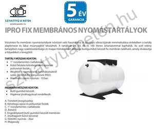 IPRO 100L fekvő hidrofor tartály