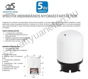IPRO 80L álló hidrofor tartály
